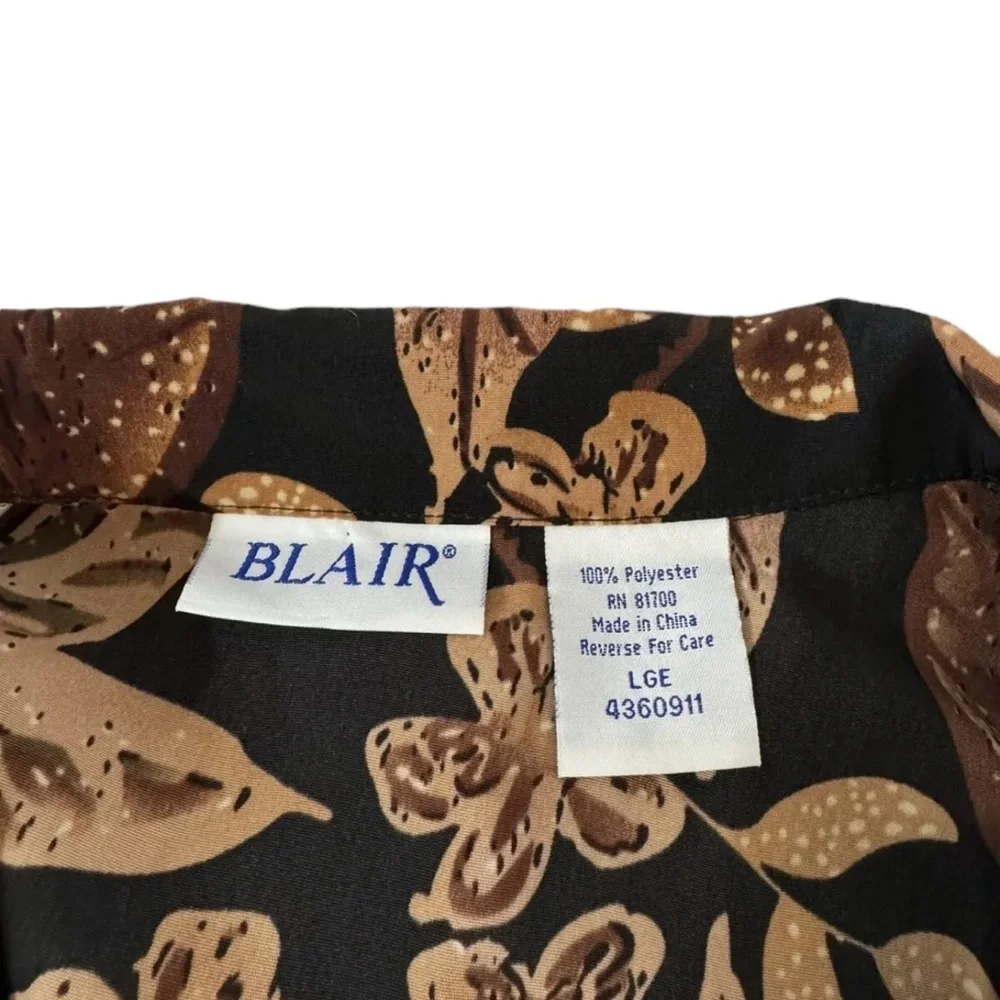 Blair Women L Brown Burnt Orange Floral Lightweight Zip Front Jacket Boho Casual